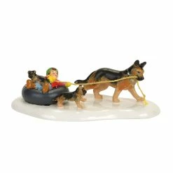 Outlet 😀 Department-56 Home Decor Department 56 Snow Village Inner Tube Sled 🐶 Dog Race 🔥